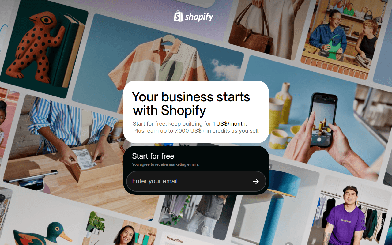 Shopify sponsor landing page advertised on Aspire with Emma Grede