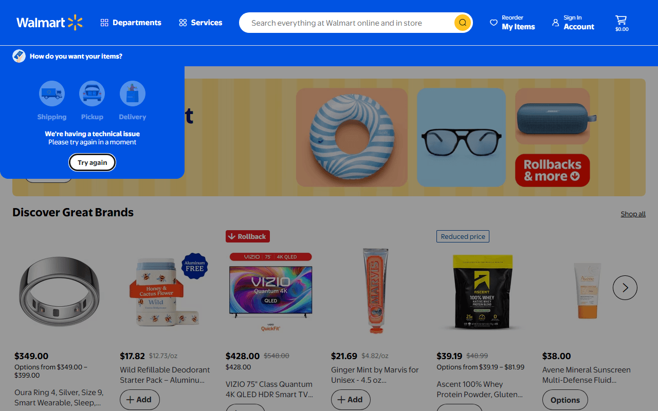 Walmart sponsor landing page advertised on Brooke and Jeffrey: Second Date Update