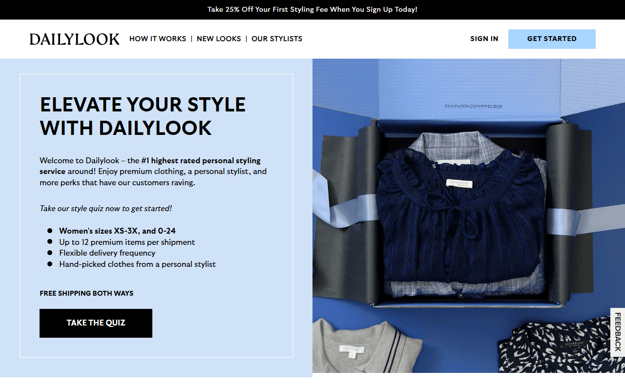 Daily Look sponsor landing page advertised on Happier with Gretchen Rubin