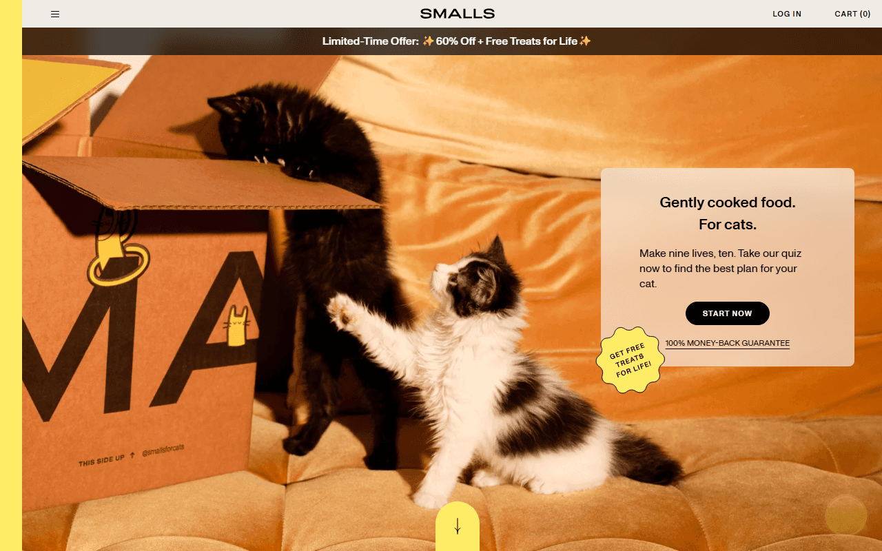 Smalls sponsor landing page advertised on Strict Scrutiny
