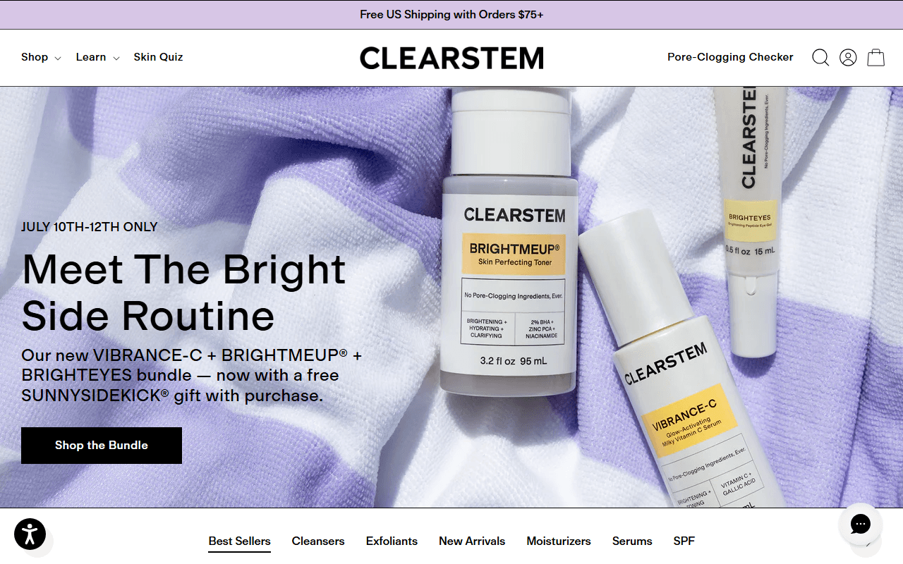 Clear Stem sponsor landing page advertised on The Blonde Files Podcast