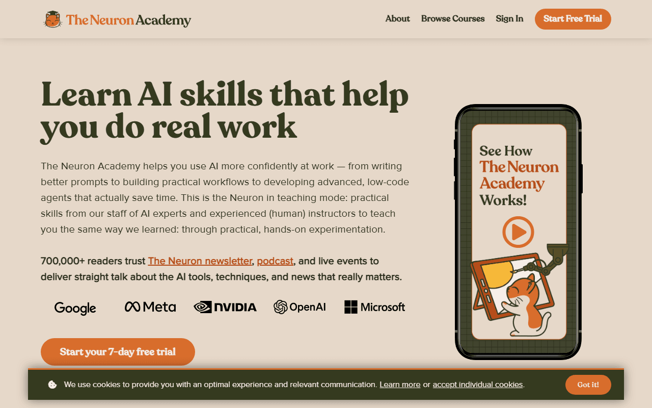 The Neuron sponsor landing page advertised on The Neuron: AI Explained