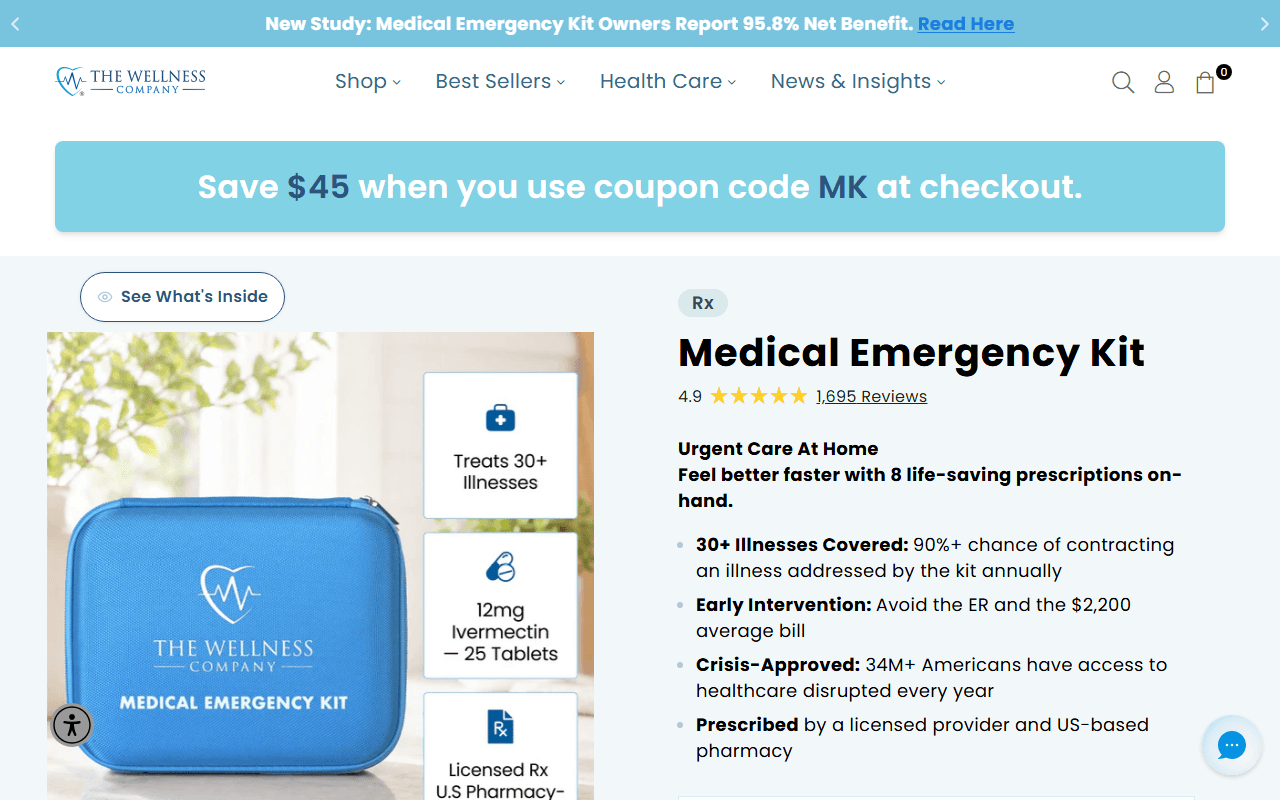 The Wellness Company sponsor landing page advertised on The Megyn Kelly Show