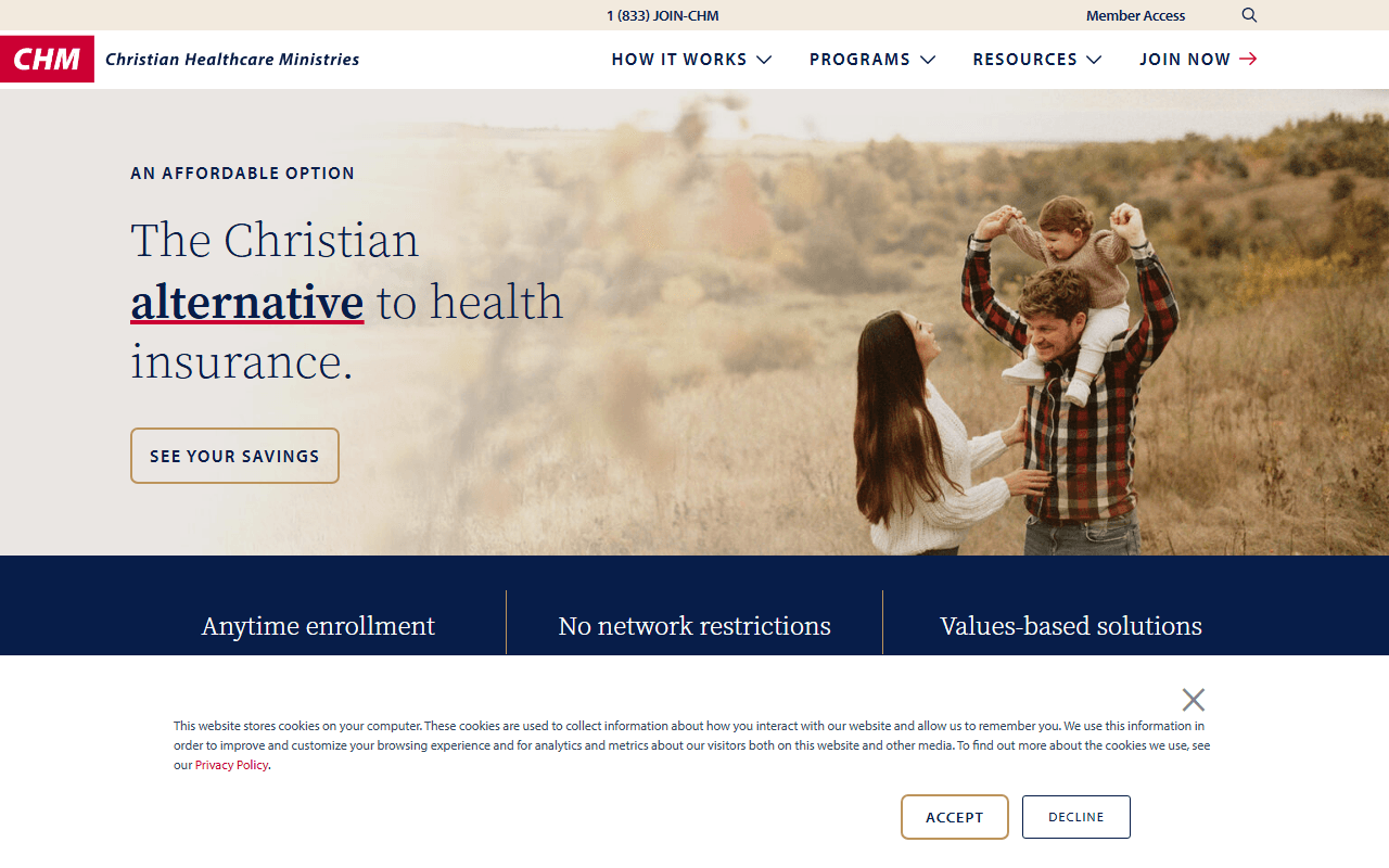 Christian Healthcare Ministries sponsor landing page advertised on The Charlie Kirk Show