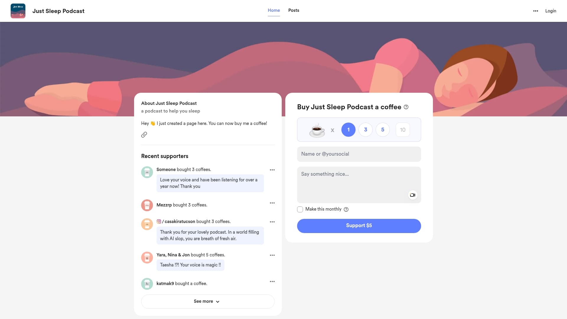 Just Sleep Podcast sponsor landing page advertised on Just Sleep - Bedtime Stories for Adults