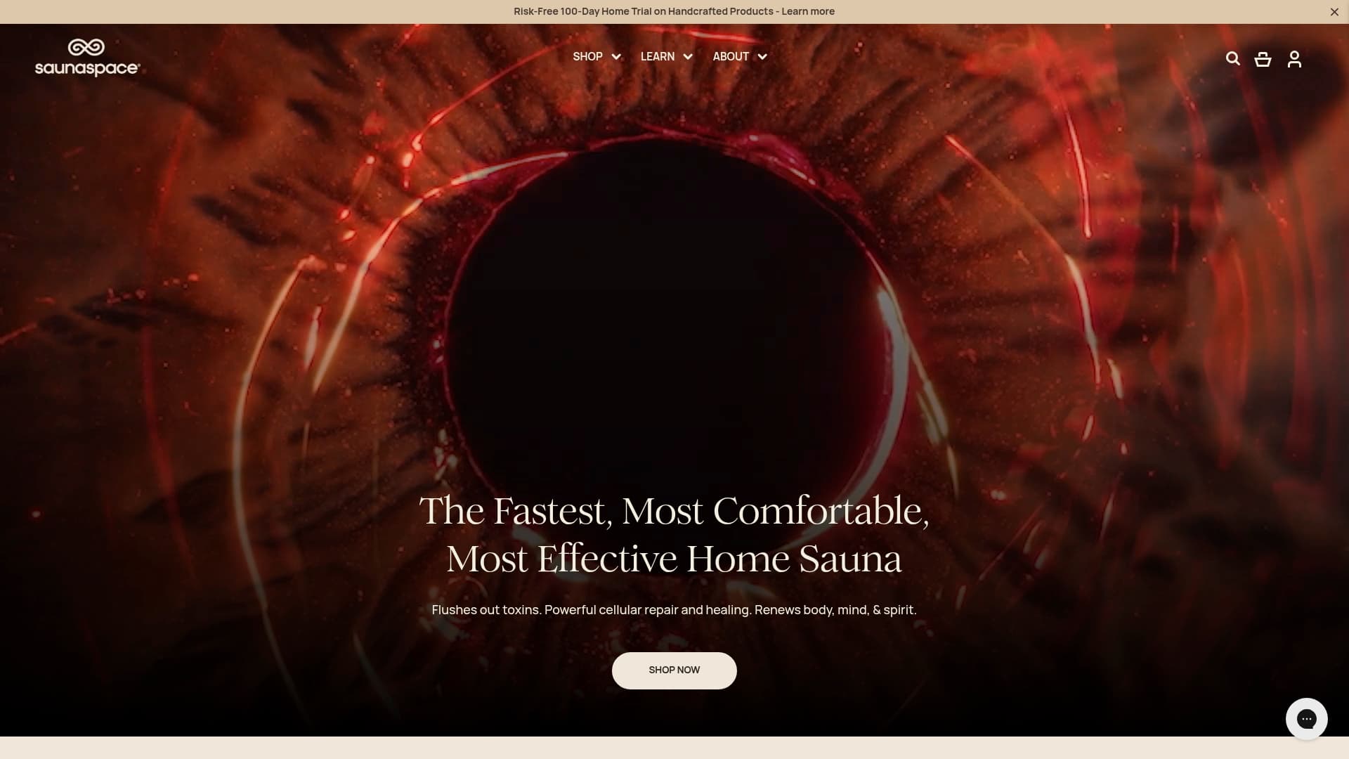 Sauna Space sponsor landing page advertised on The Human Upgrade with Dave Asprey