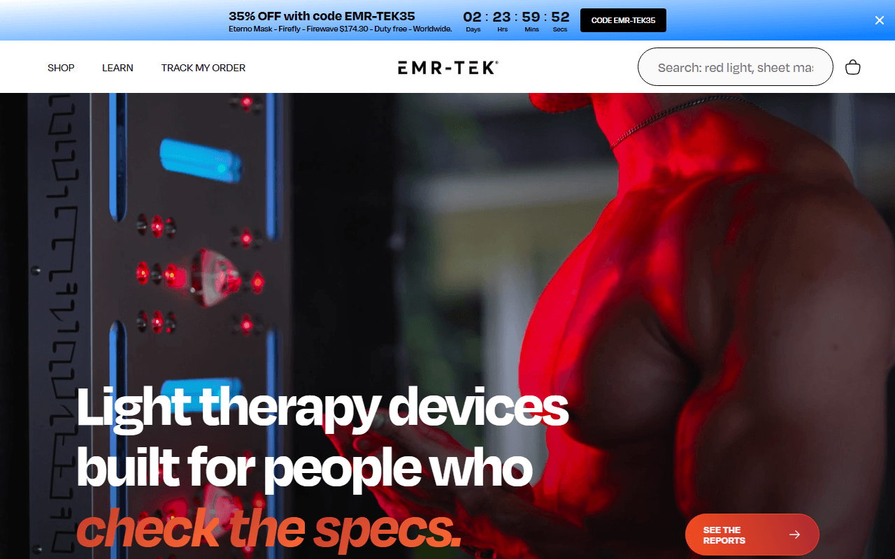 EMR Tech sponsor landing page advertised on The Human Upgrade with Dave Asprey