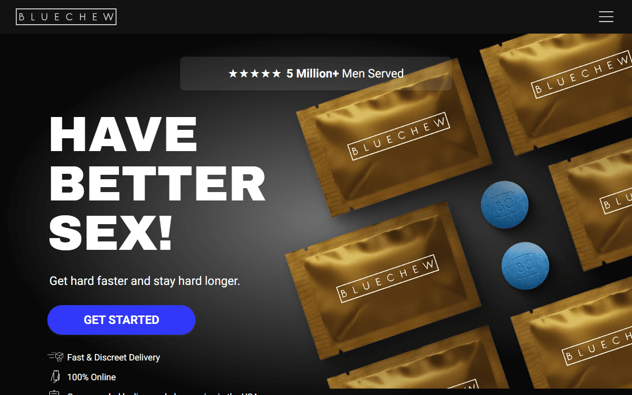 Blue Chew sponsor landing page advertised on 2 Bears, 1 Cave with Tom Segura & Bert Kreischer