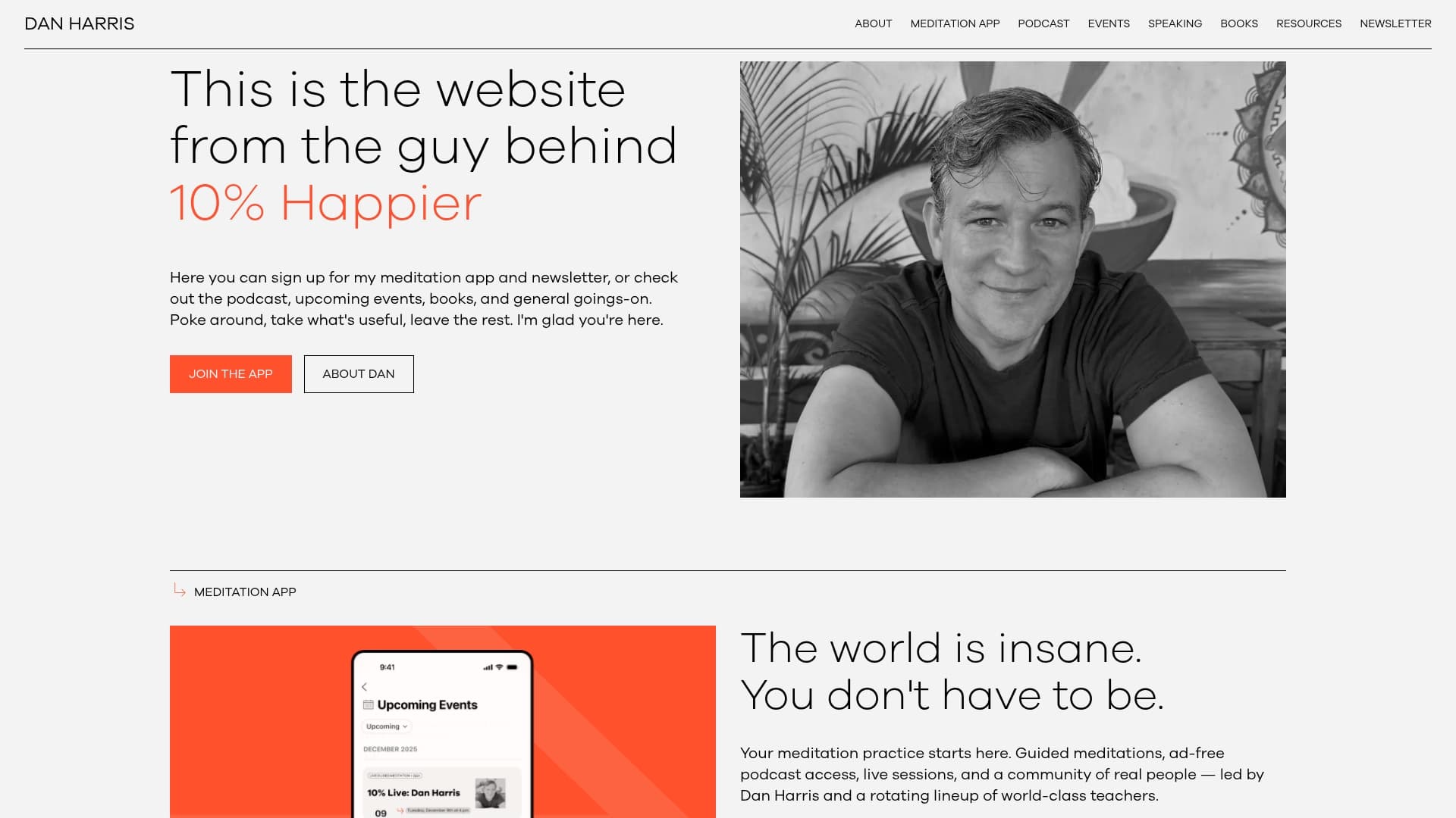 10% with Dan Harris app sponsor landing page advertised on Ten Percent Happier with Dan Harris