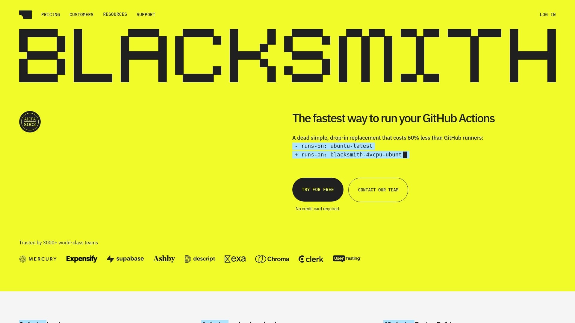 Blacksmith sponsor landing page advertised on The Standup with ThePrimeagen