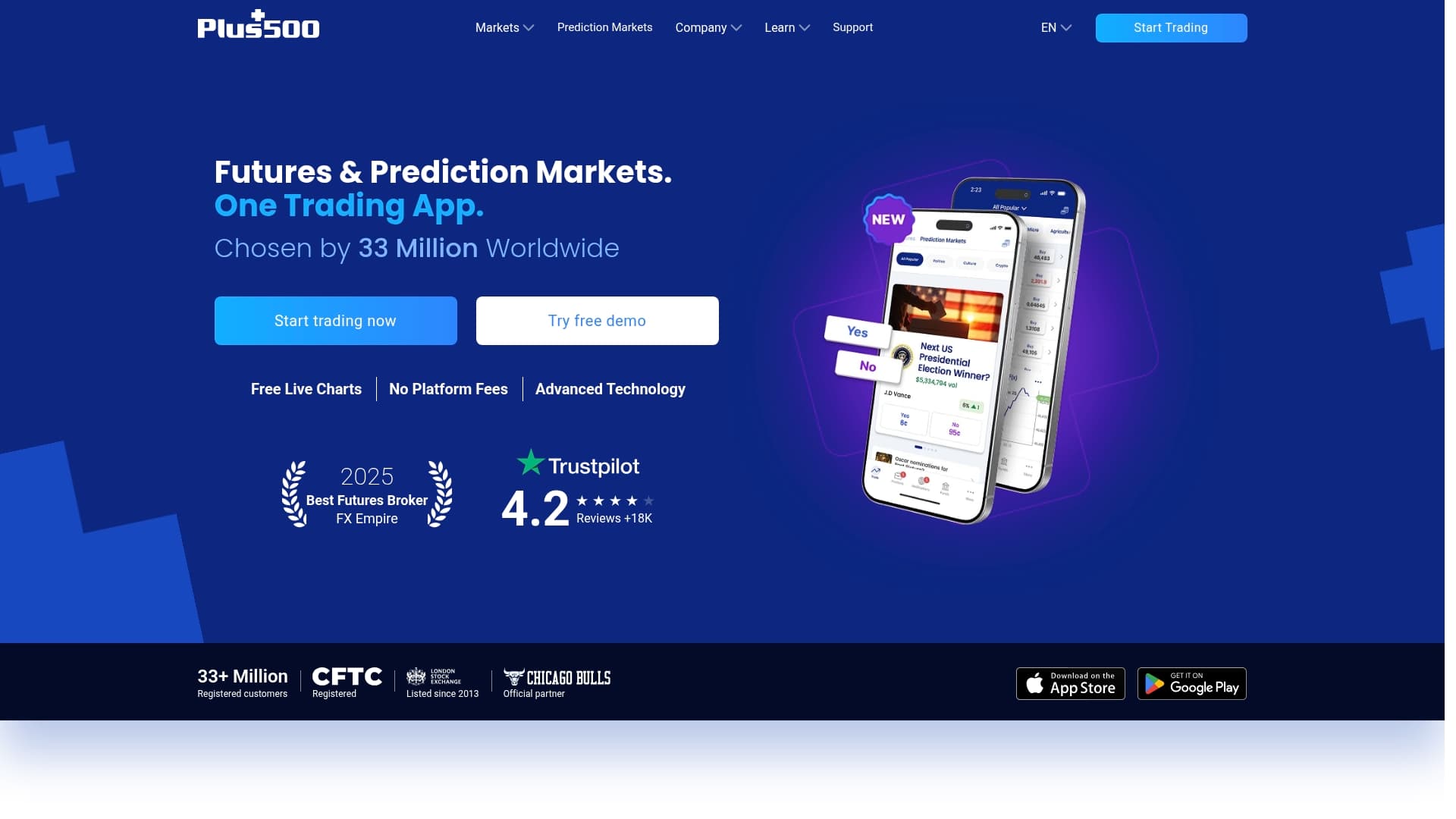 Plus 500 sponsor landing page advertised on Raoul Pal: The Journey Man