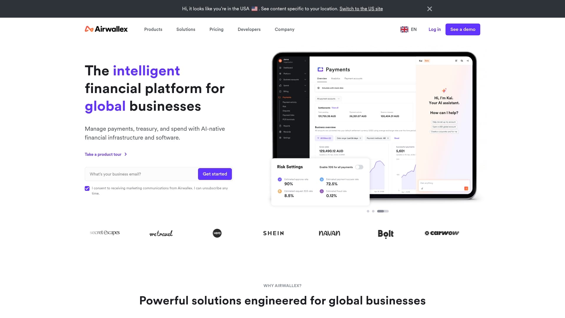 Airwallex sponsor landing page advertised on The Twenty Minute VC (20VC): Venture Capital | Startup Funding | The Pitch