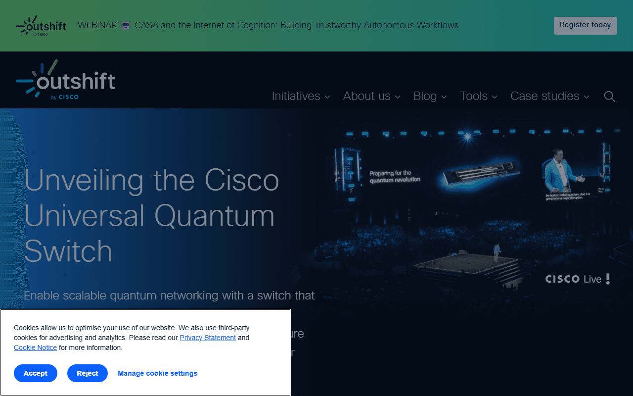 Outshift by Cisco sponsor landing page advertised on The Neuron: AI Explained
