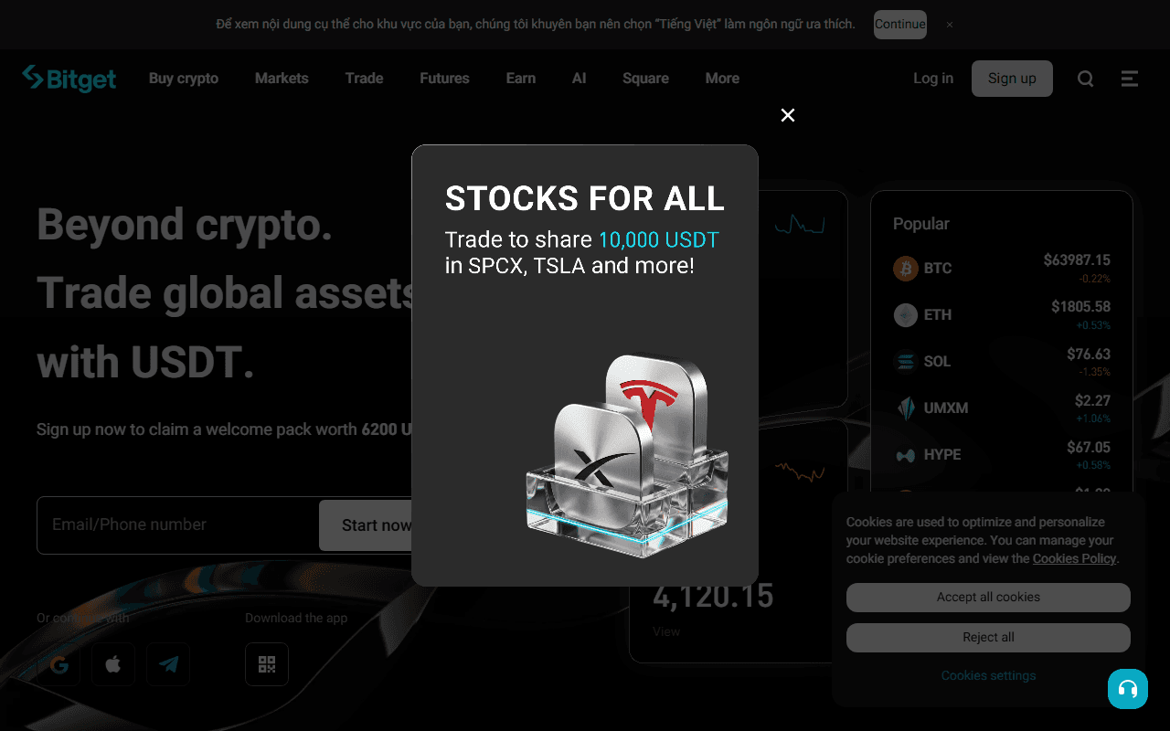 Bitget sponsor landing page advertised on The Pomp Podcast