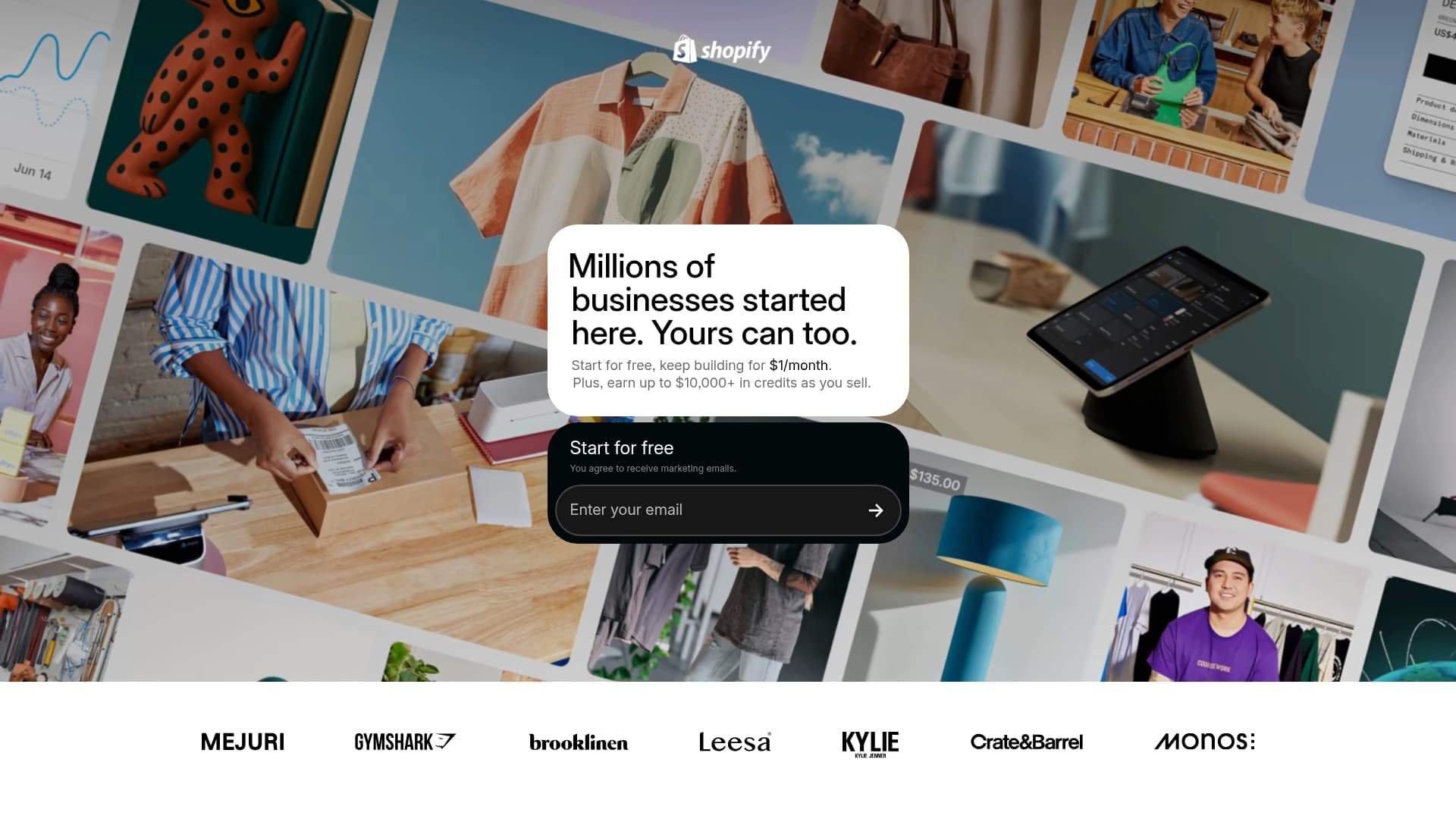 Shopify sponsor landing page advertised on Call Her Daddy