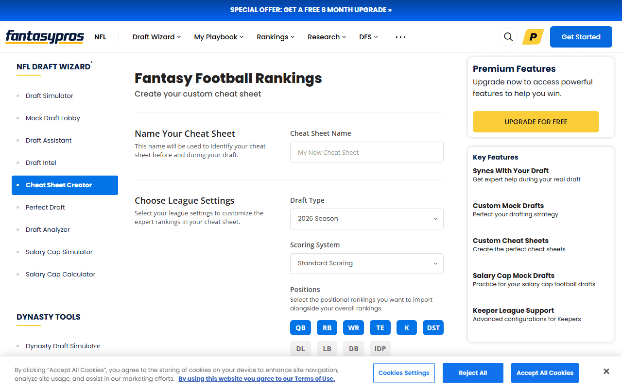 FantasyPros sponsor landing page advertised on FantasyPros - Fantasy Football Podcast
