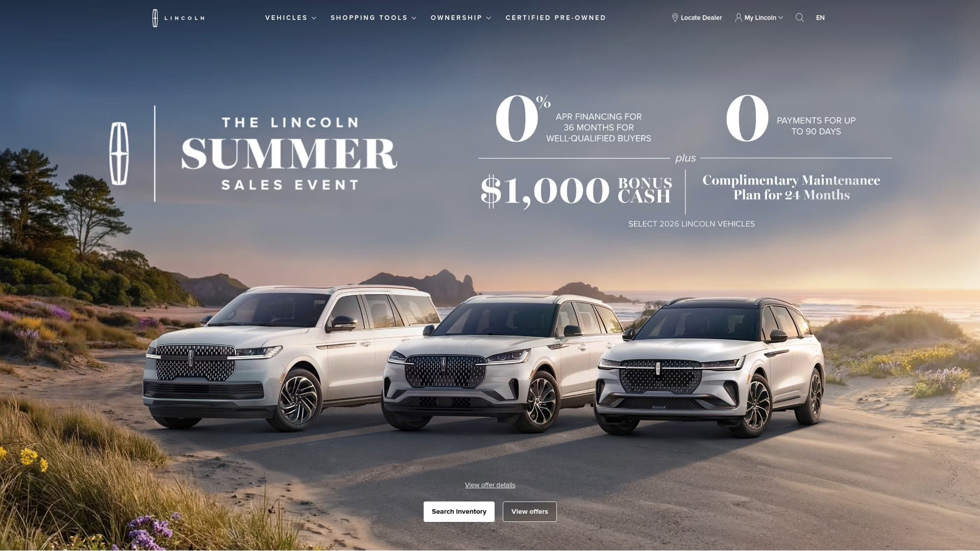 Lincoln sponsor landing page advertised on The New Abnormal