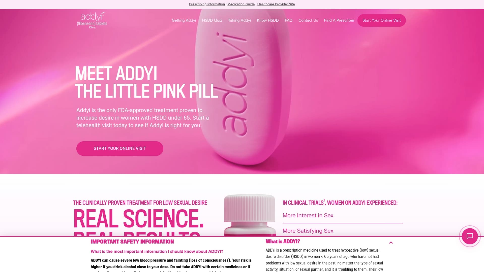 Addyi sponsor landing page advertised on You Are Not Broken