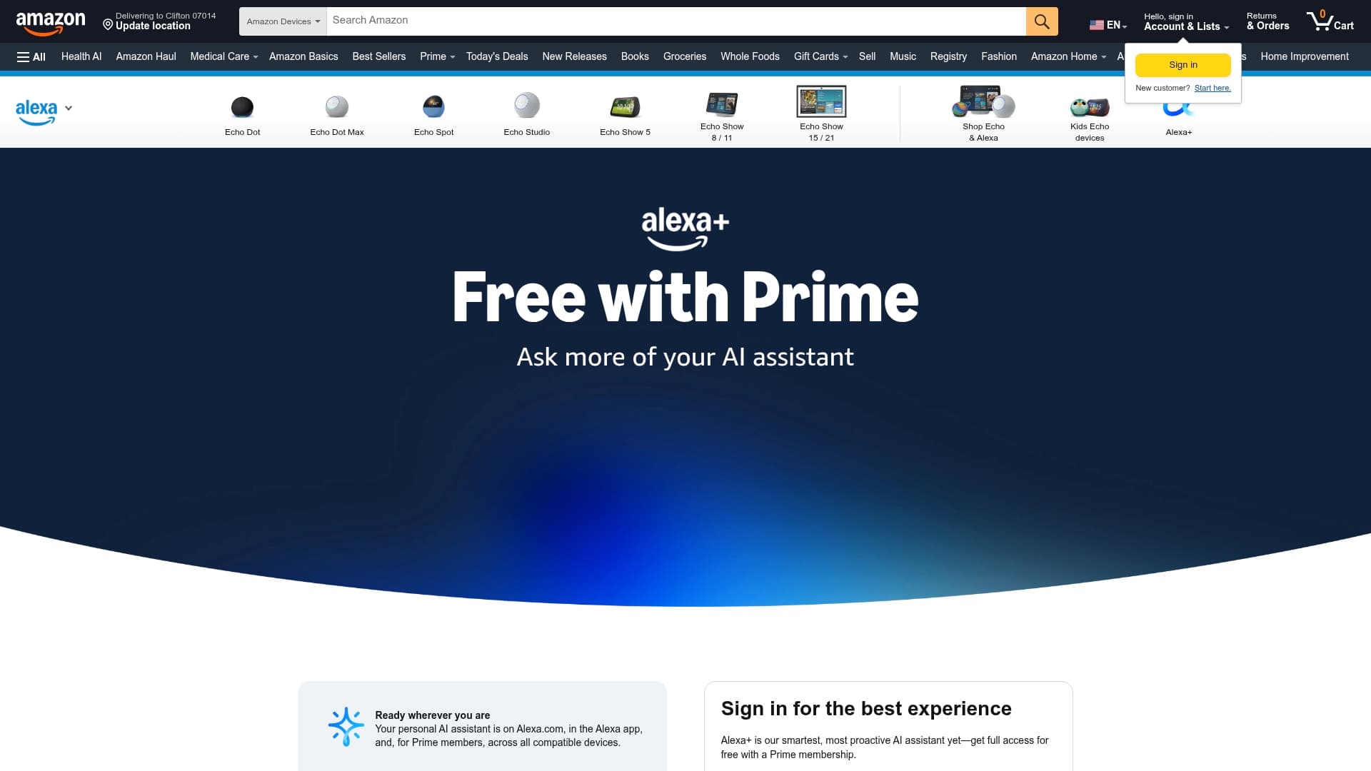 Amazon sponsor landing page advertised on The Daily