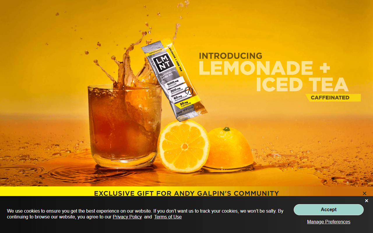 Element sponsor landing page advertised on Perform with Dr. Andy Galpin