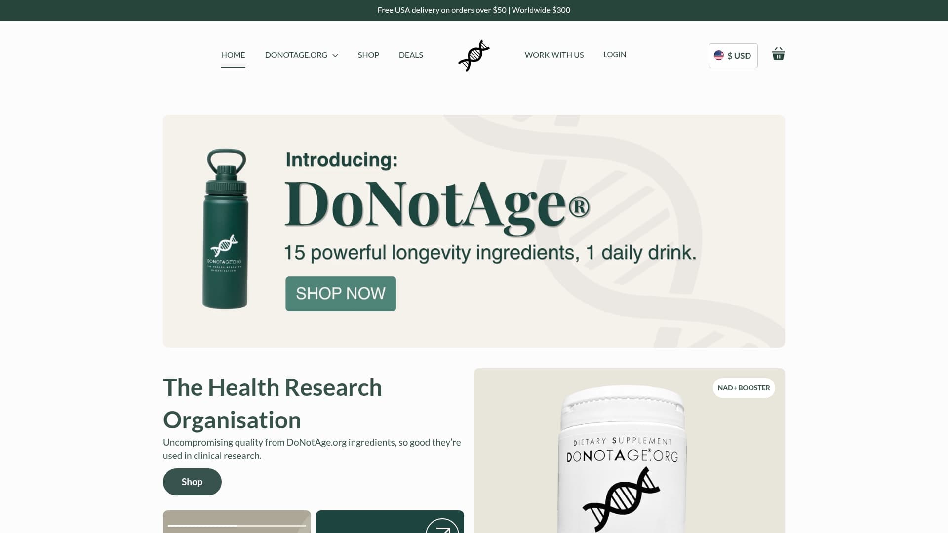 Do Not Age sponsor landing page advertised on The Good, The Bad & The Beast