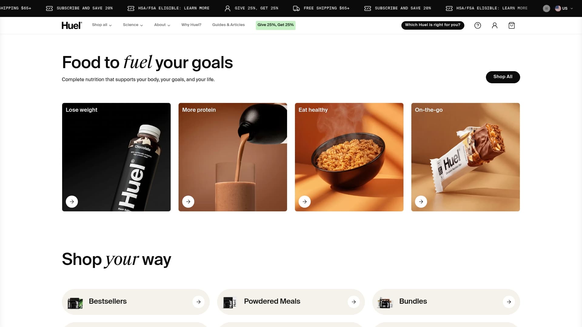 Huel sponsor landing page advertised on The Good, The Bad & The Beast