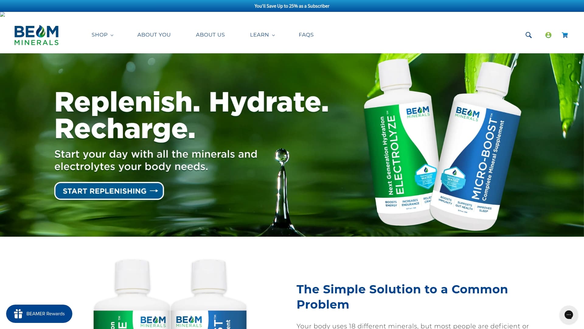 Beam Minerals sponsor landing page advertised on The Resetter Podcast with Dr. Mindy Pelz