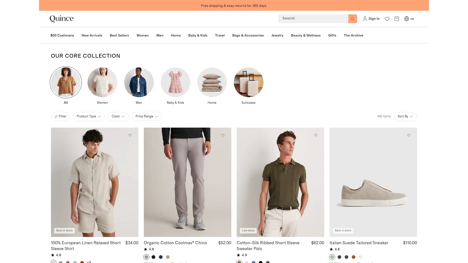 Quince sponsor landing page advertised on Mythfits