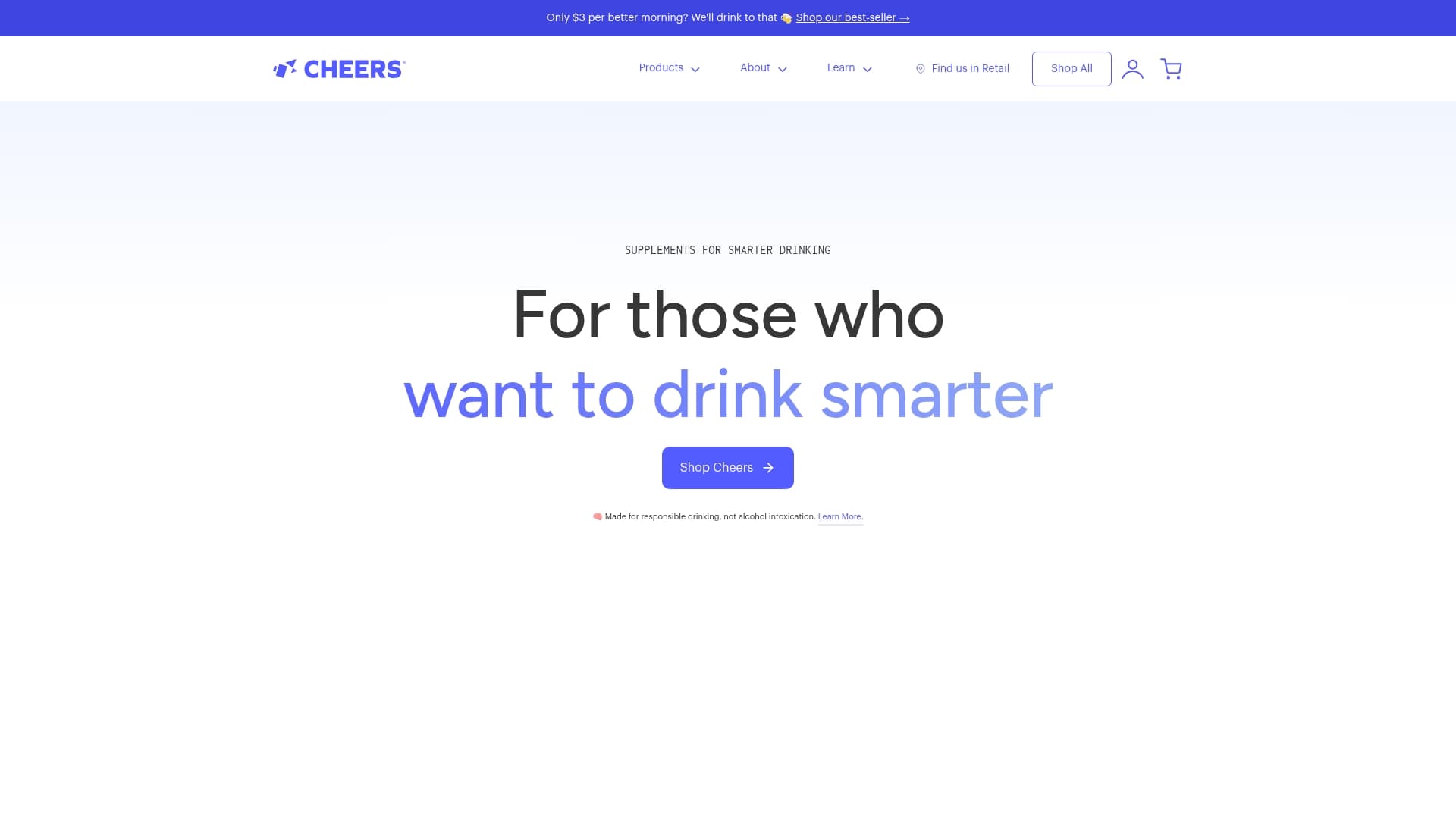 Cheers Health sponsor landing page advertised on Mythfits