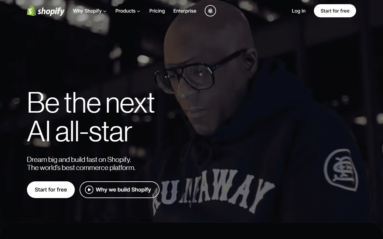Shopify sponsor landing page advertised on TigerBelly