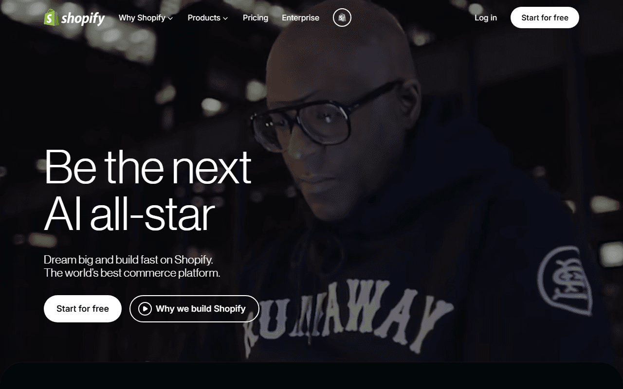 Shopify sponsor landing page advertised on How to Be a Better Human