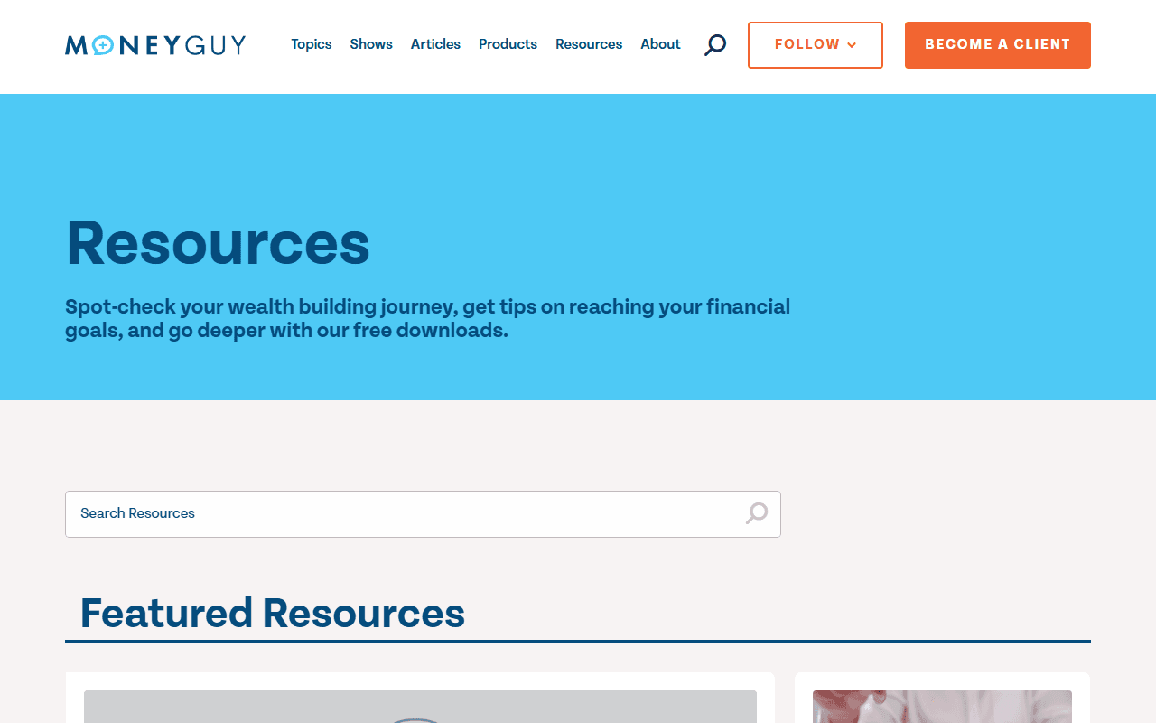 The Money Guy Show sponsor landing page advertised on Money Guy Show