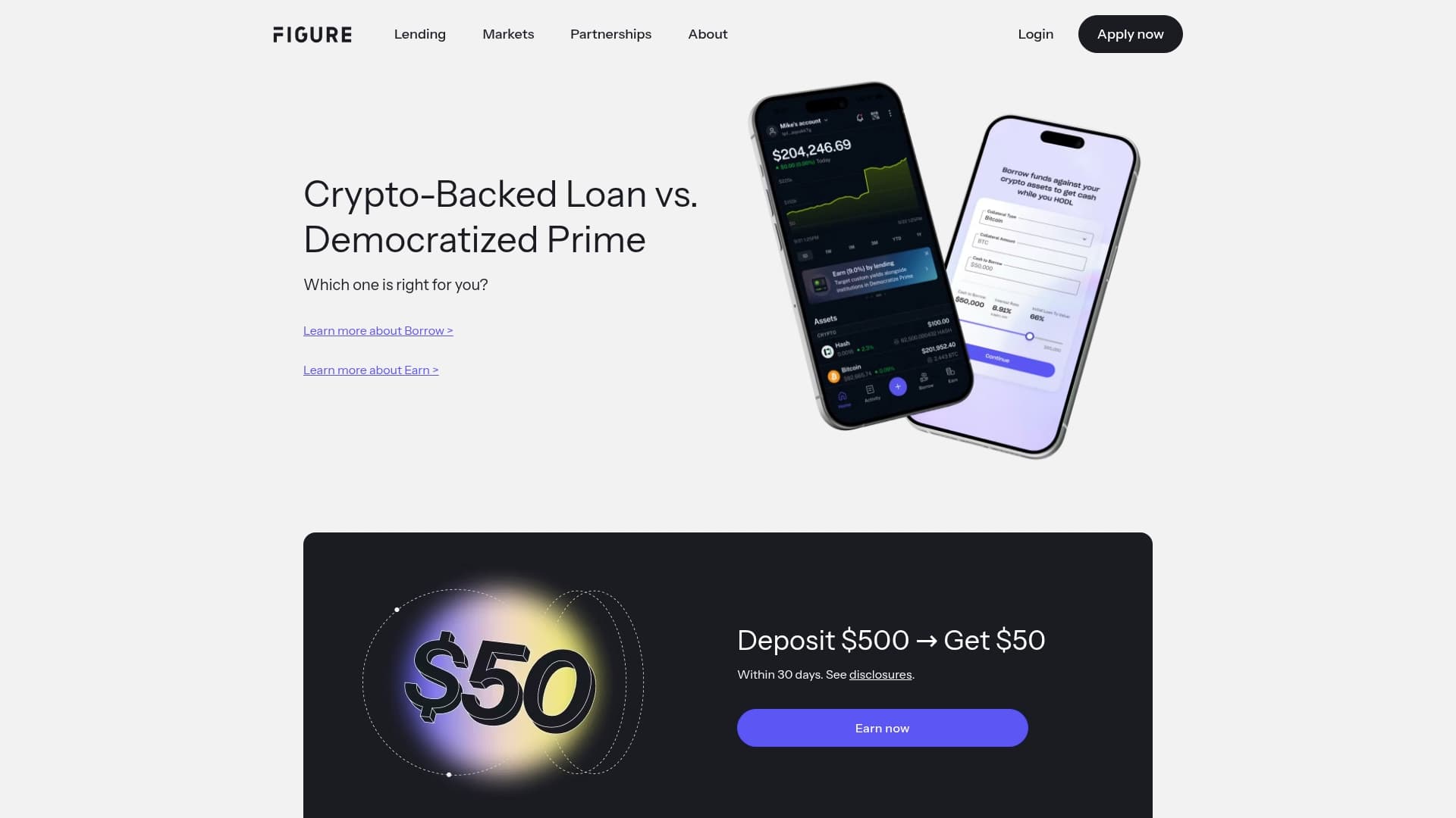 Figure Markets sponsor landing page advertised on The Pomp Podcast