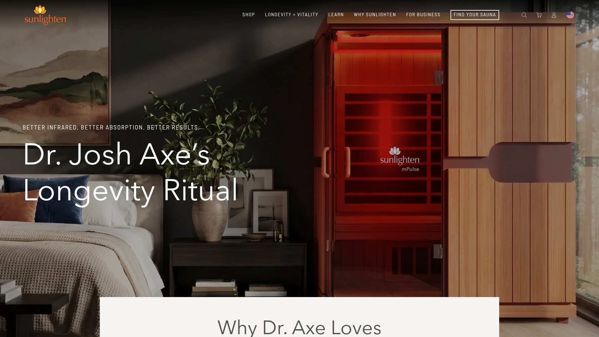 Sunlighten sponsor landing page advertised on The Growth Lab with Dr. Josh Axe