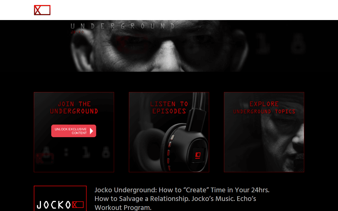 Jocko Underground sponsor landing page advertised on Jocko Podcast