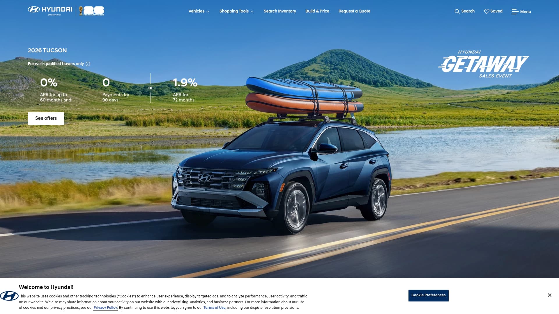 Hyundai sponsor landing page advertised on The Rich Eisen Show
