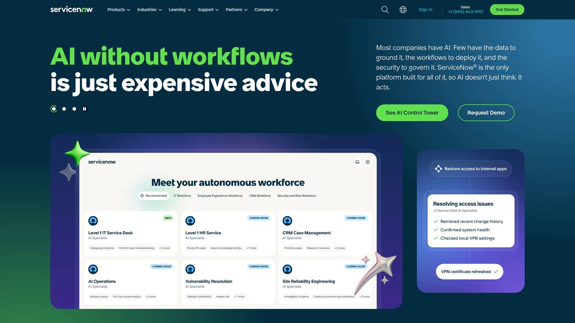 ServiceNow sponsor landing page advertised on The Tennis Podcast