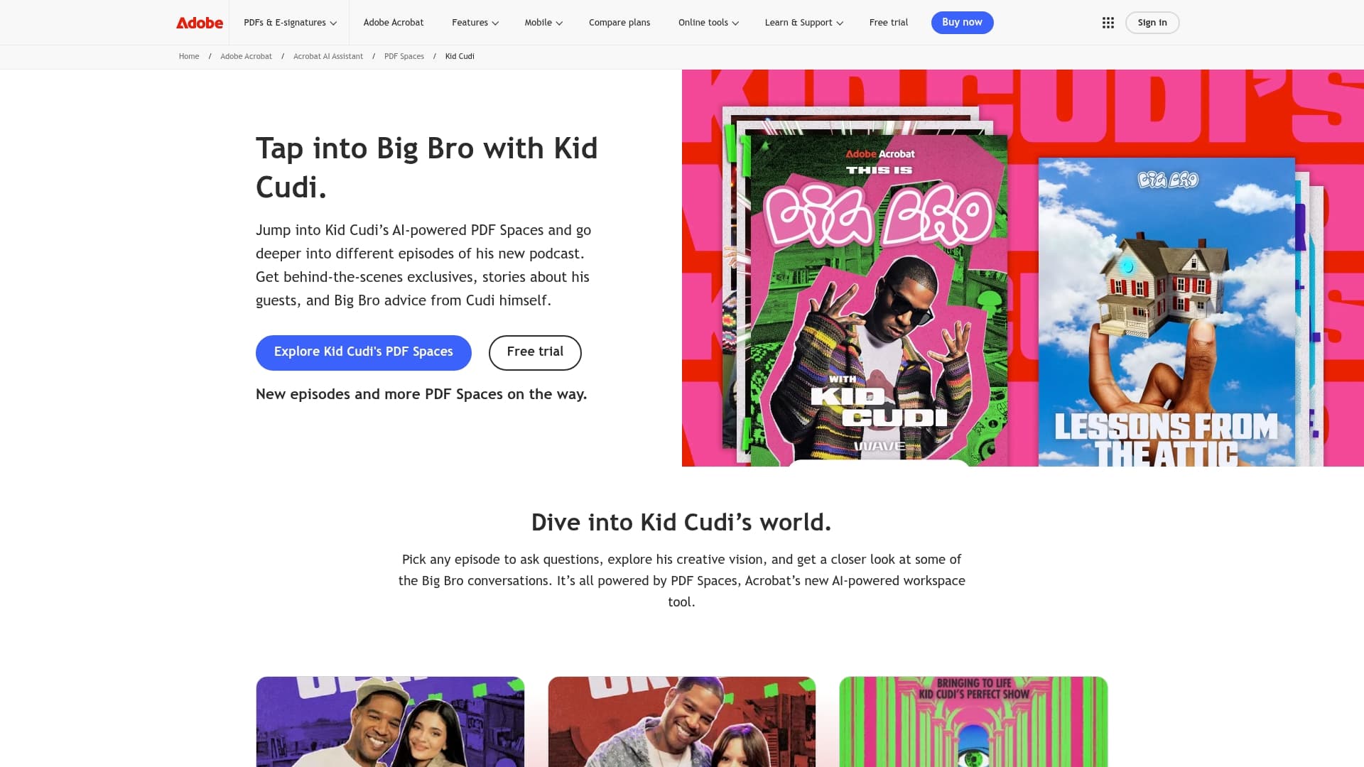 Adobe Acrobat sponsor landing page advertised on The Right Time with Bomani Jones