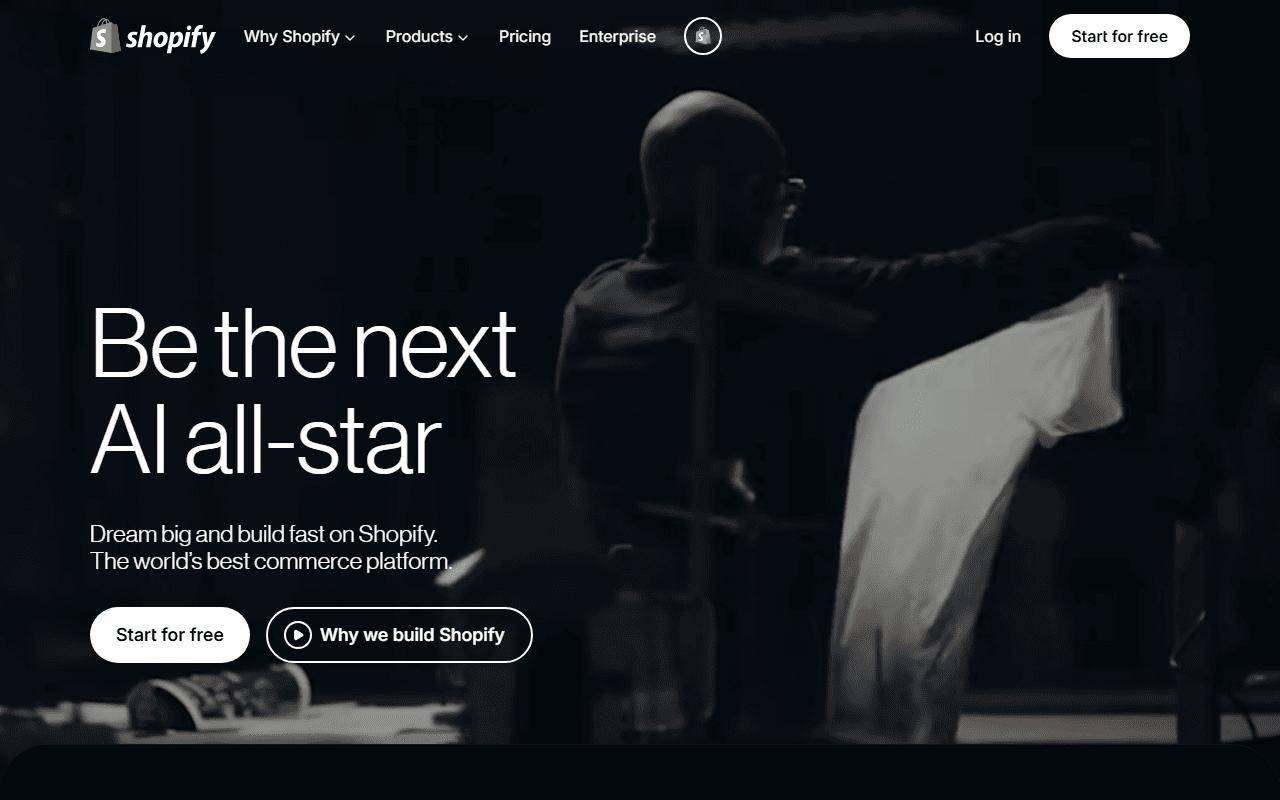 Shopify sponsor landing page advertised on The Art of Charm