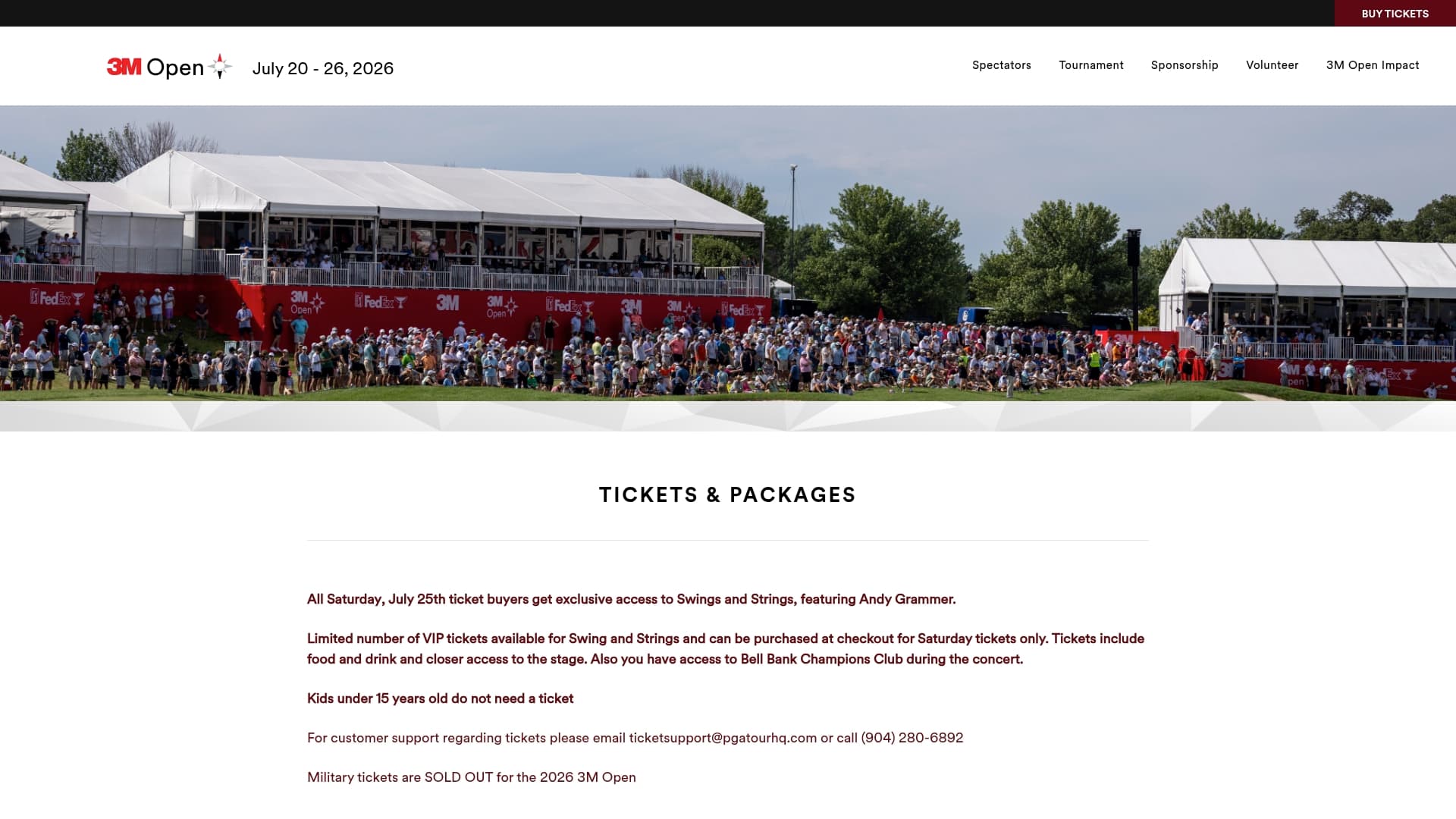 3M Open sponsor landing page advertised on Purple Daily - A Minnesota Vikings Podcast