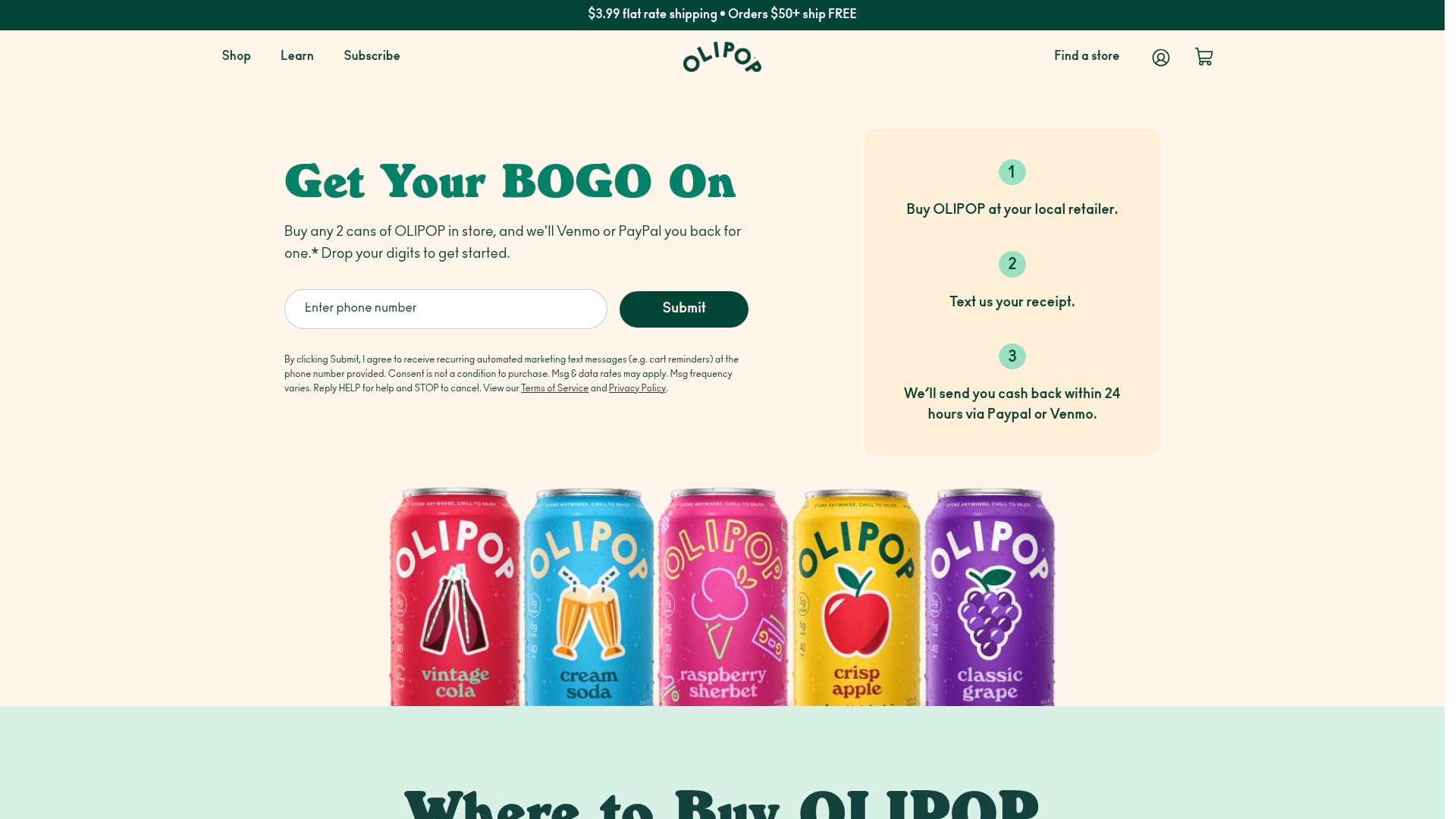 Olipop sponsor landing page advertised on The Bald and the Beautiful with Trixie and Katya