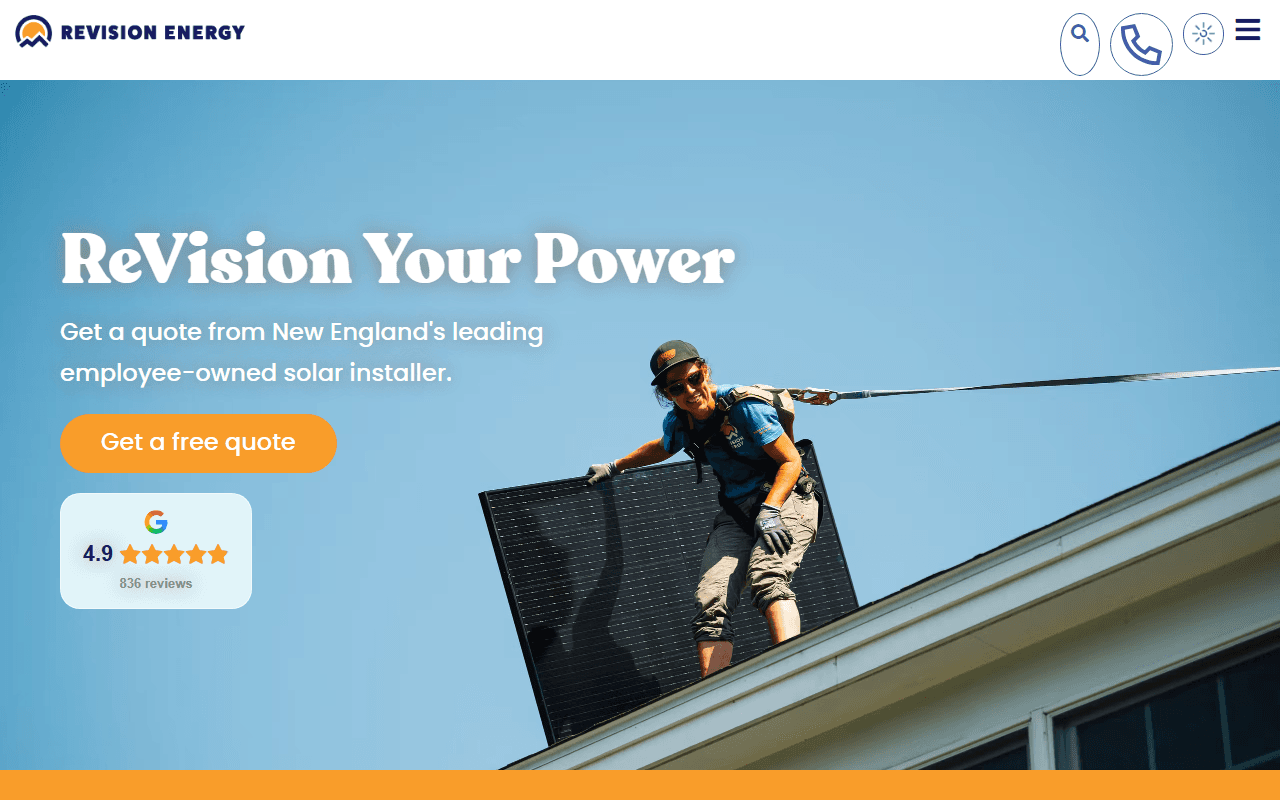 Revision Energy sponsor landing page advertised on The Big Dig