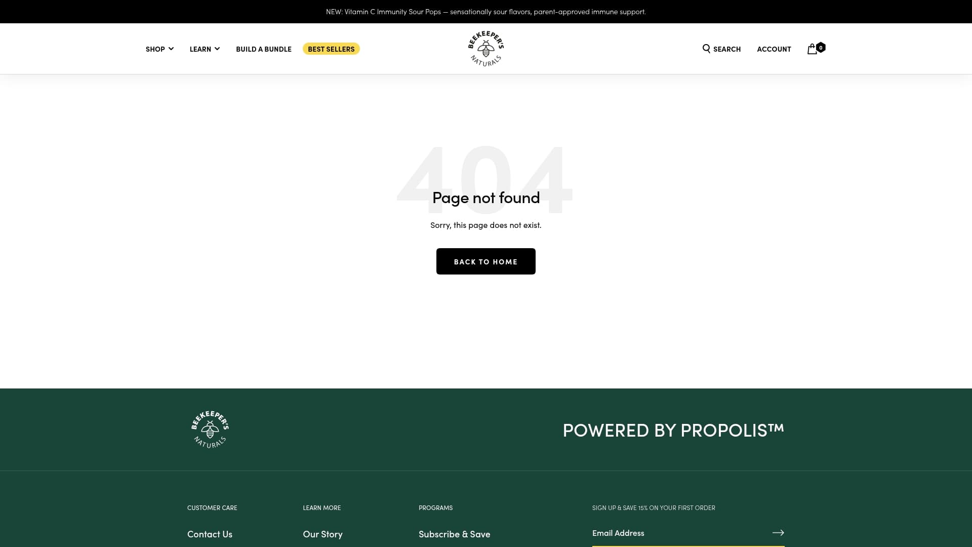 Beekeepers Naturals sponsor landing page advertised on Candace