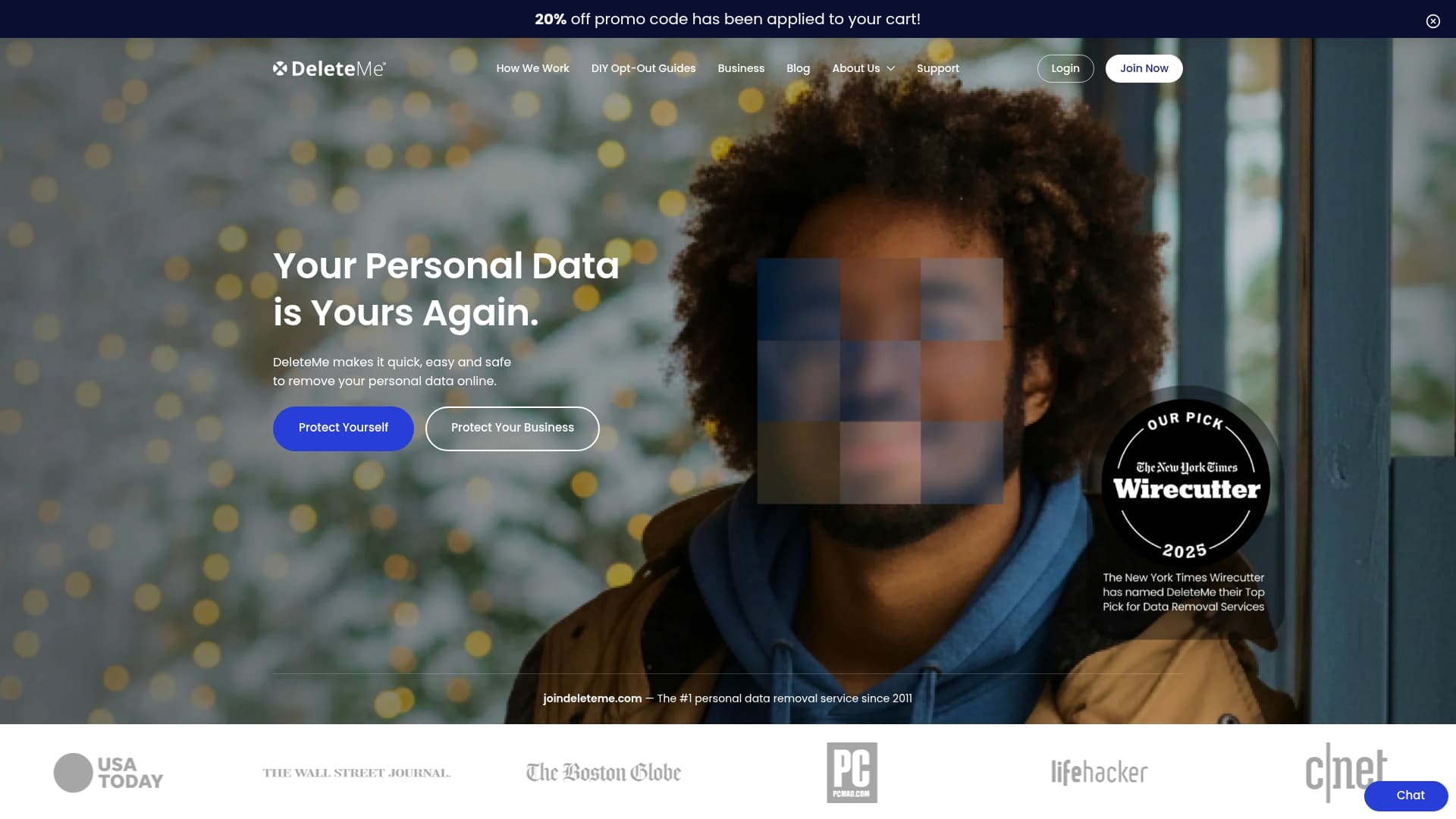 Delete Me sponsor landing page advertised on Pivot