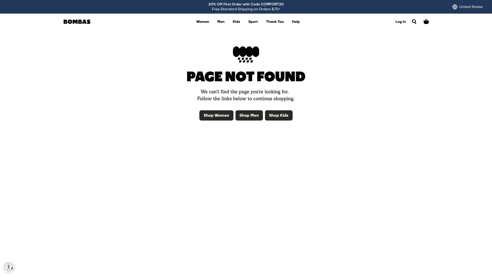 Bombas sponsor landing page advertised on Consider This from NPR