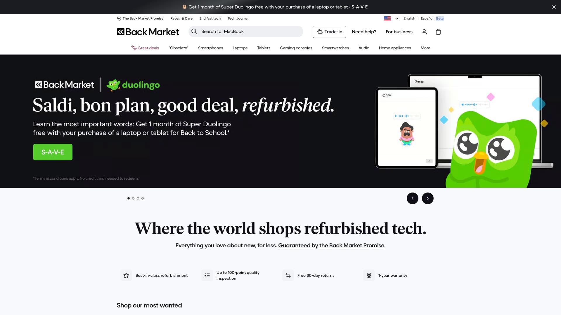 Back Market sponsor landing page advertised on Dungeons and Daddies