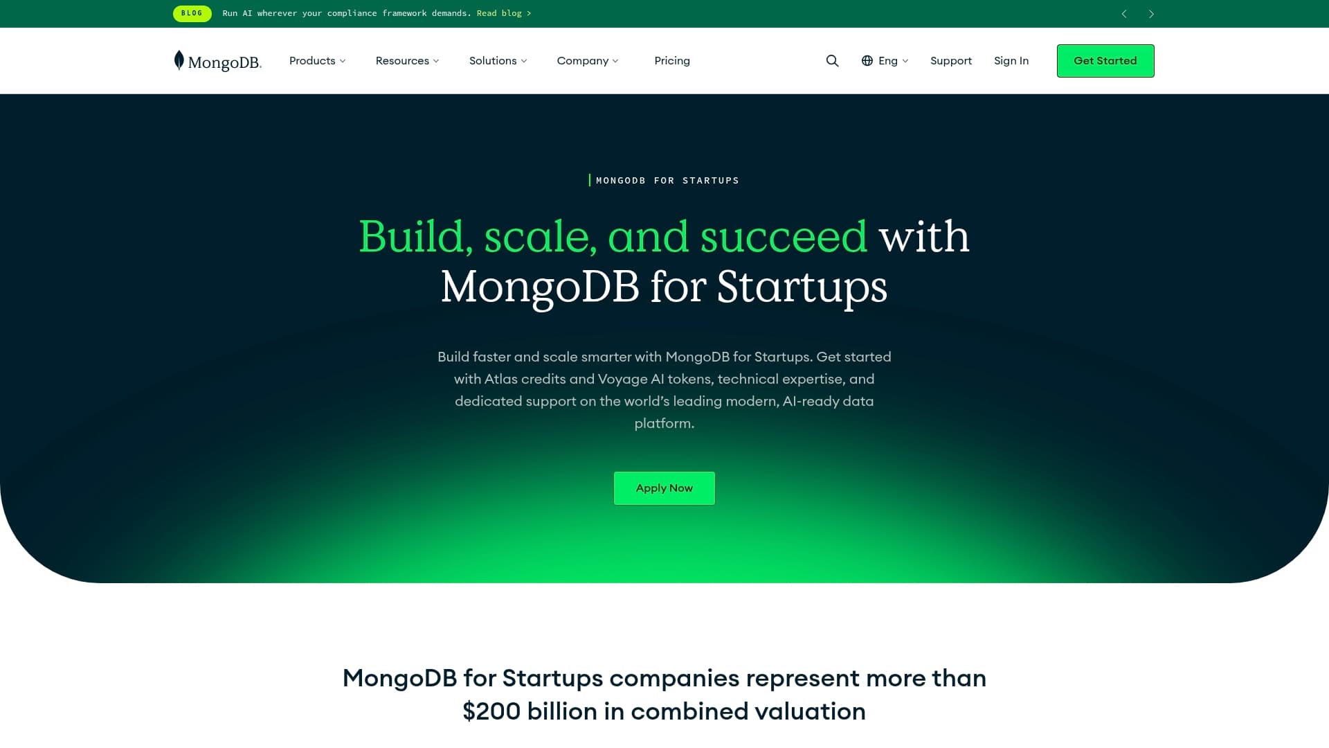 MongoDB sponsor landing page advertised on The Twenty Minute VC (20VC): Venture Capital | Startup Funding | The Pitch