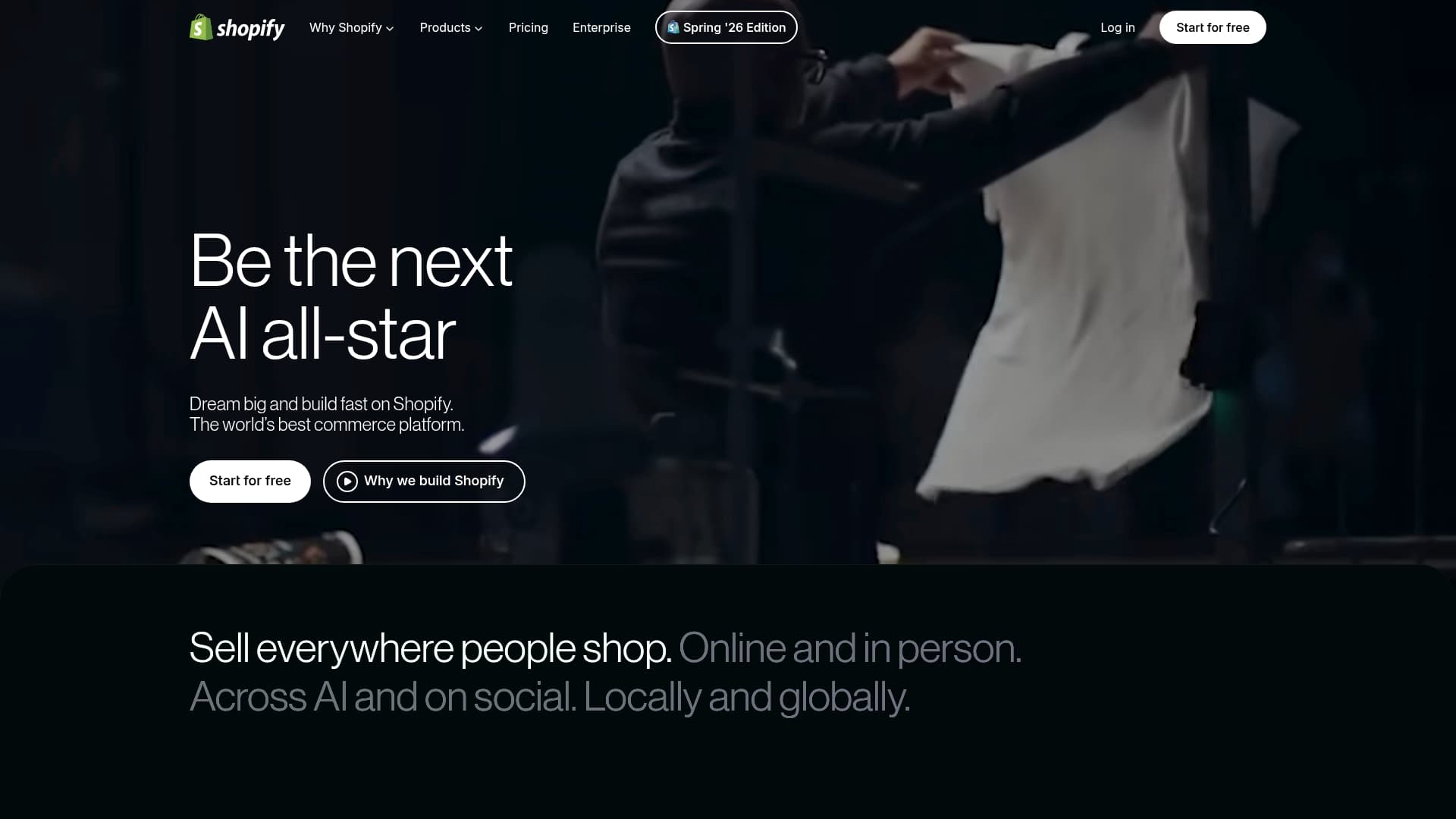 Shopify sponsor landing page advertised on MK True Crime