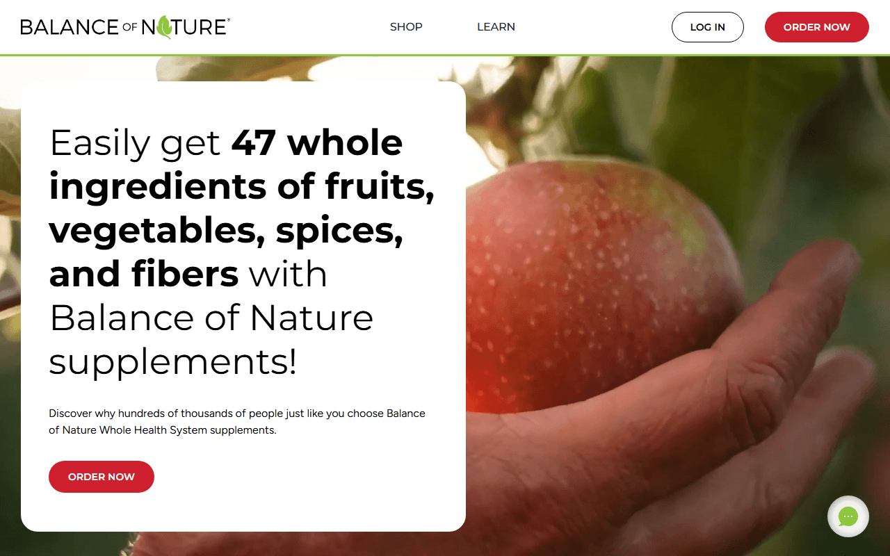 Balance of Nature sponsor landing page advertised on The Charlie Kirk Show
