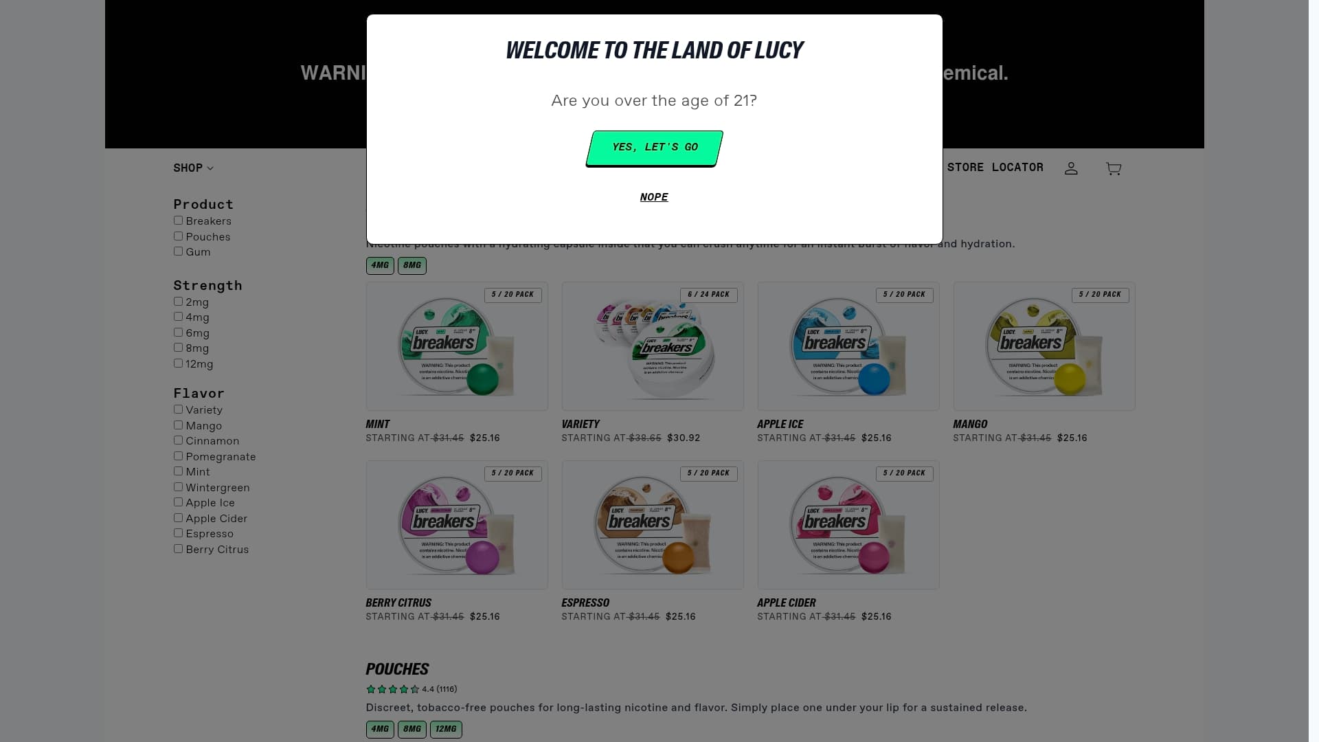 Lucy sponsor landing page advertised on Pardon My Take